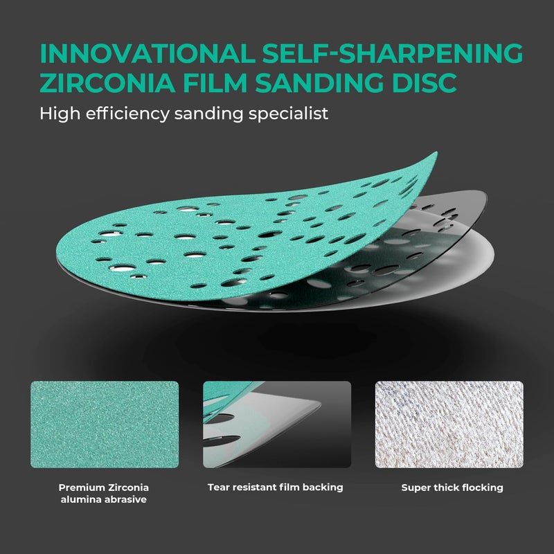 toolant 6 Inch 49 Hole 60 Grit Sanding Disc, Hook and Loop Film Backing Sanding Discs Compatible with Festool Sanders by - 50 Pack - Image 4